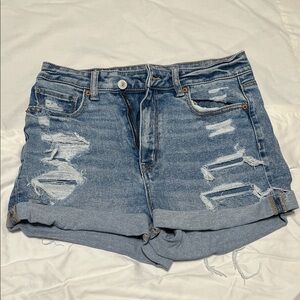 American Eagle Outfitters Blue Distressed Jean Shorts